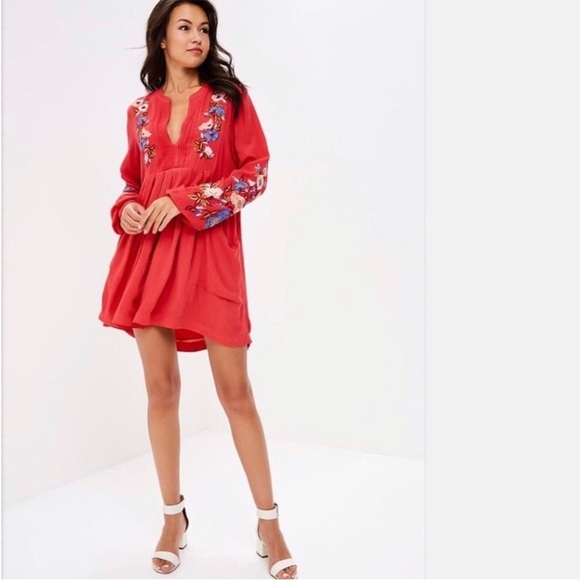 Free People Mia Gauze Embroidered Floral Print Mini Dress - Picture 2 of 5